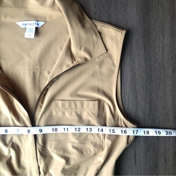 Athleta Brooklyn Heights Wide Leg Jumpsuit Light Brown Size 10 Zip Up - Picture 7 of 14